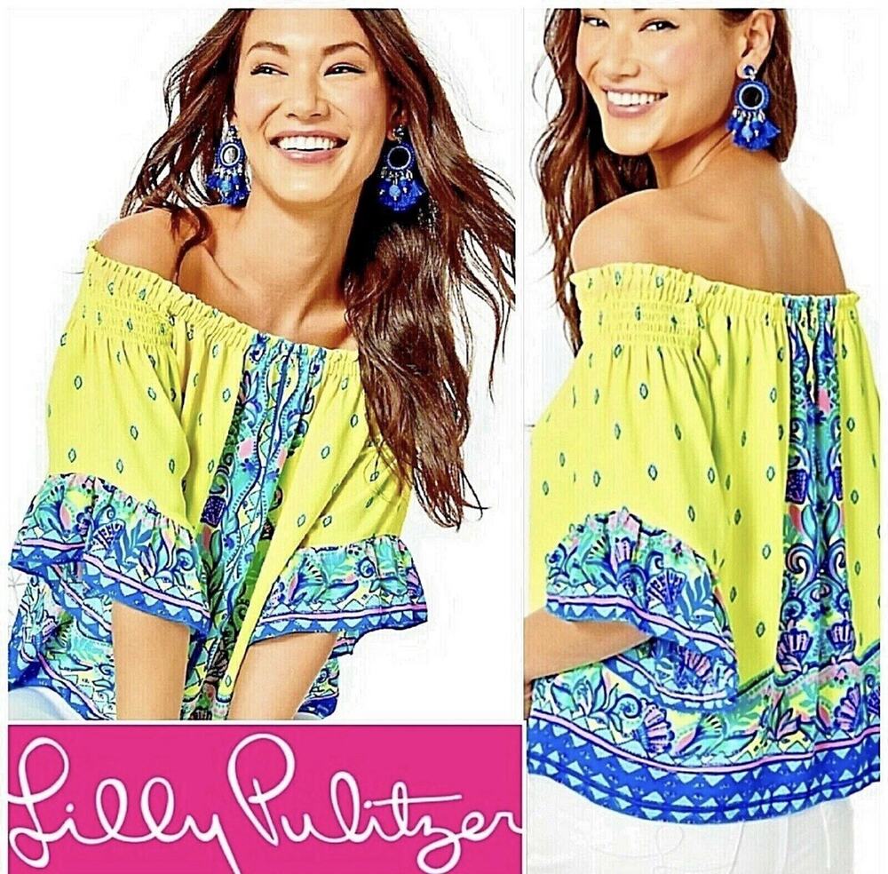 Lilly Pulitzer Fawna Top Loro Green Pineapple Rivera XS